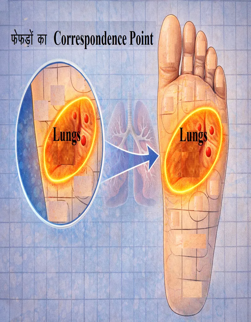 पैर में फेफड़ों का एक्यूप्रेशर बिंदु